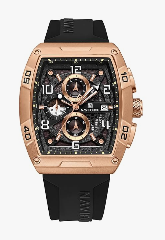 NAVIFORCE NF8052 Luminous Hollow Dial Barrel-Shaped Silicon Strap Sports Watch