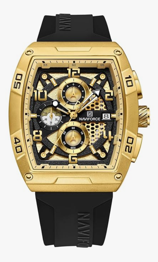 NAVIFORCE NF8052 Luminous Hollow Dial Barrel-Shaped Silicon Strap Sports Watch