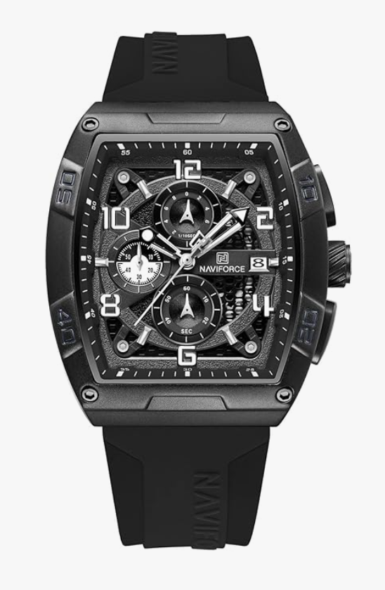 NAVIFORCE NF8052 Luminous Hollow Dial Barrel-Shaped Silicon Strap Sports Watch