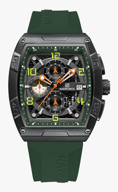 NAVIFORCE NF8052 Luminous Hollow Dial Barrel-Shaped Silicon Strap Sports Watch