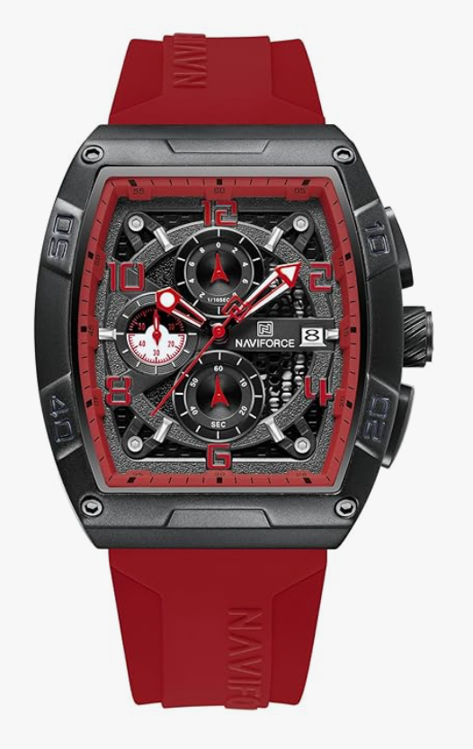 NAVIFORCE NF8052 Luminous Hollow Dial Barrel-Shaped Silicon Strap Sports Watch